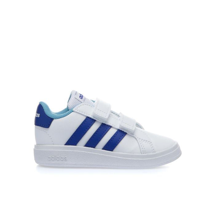 Sneakers tennis da bambino Grand Court bianche con bande blu
