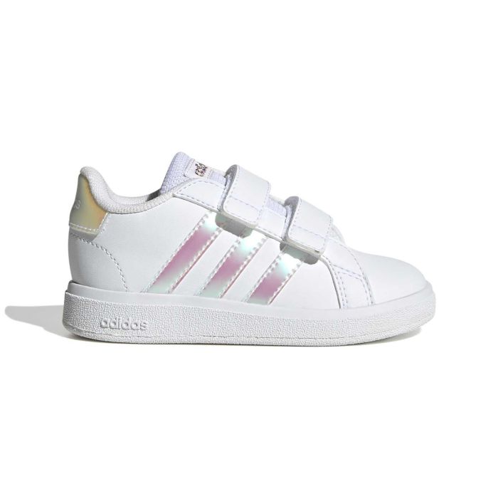 Sneakers tennis bianche da bambina Grand Court con doppio velcro