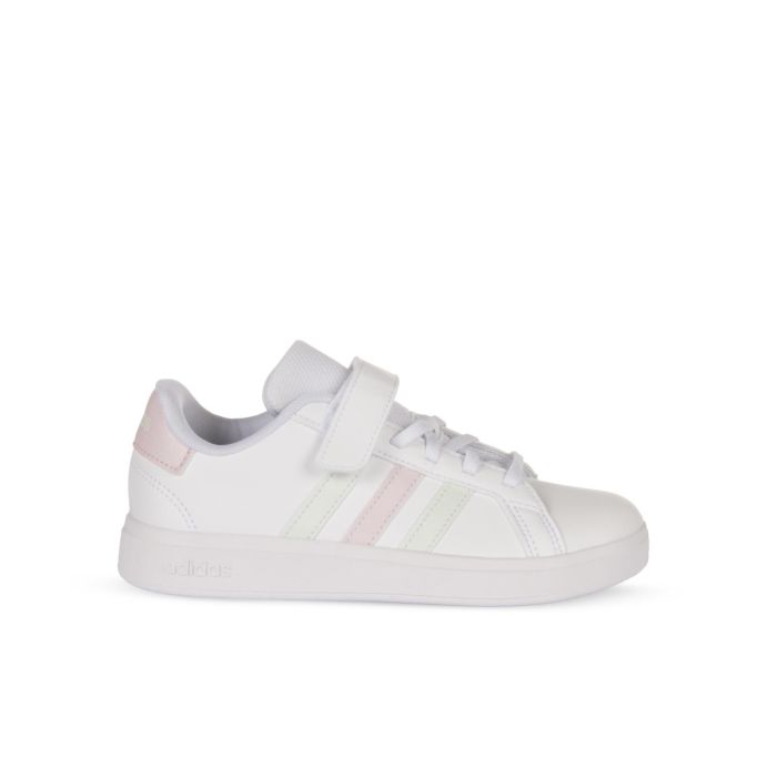 Sneakers tennis bianche da bimba Grand Court con lacci e strappi