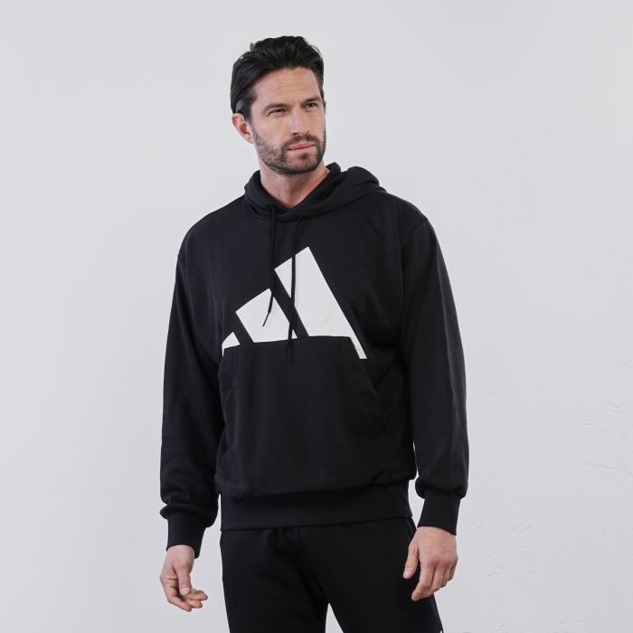 Felpa nera sportiva da uomo con maxi logo