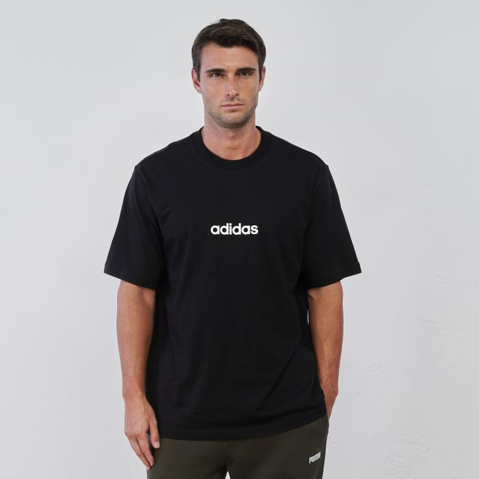 T-shirt nera sportiva da uomo con logo e maniche corte