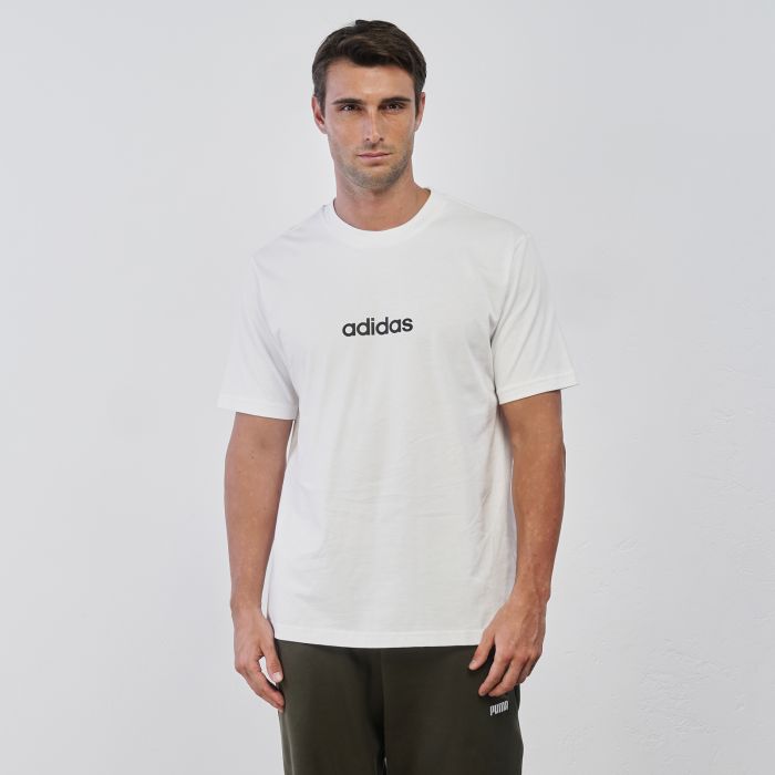 T-shirt bianca sportiva da uomo con logo e maniche corte