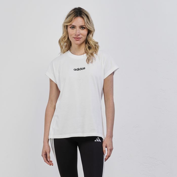 T-shirt sportiva bianca da donna maniche corte con logo