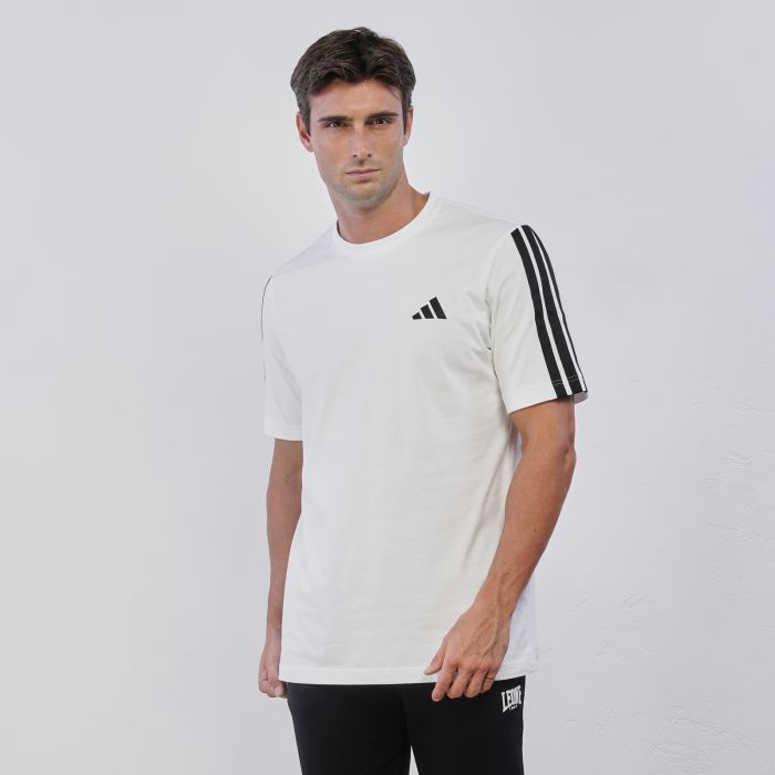 T-shirt sportiva bianca da uomo con maniche corte e logo