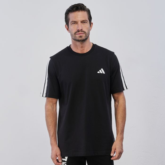 T-shirt sportiva nera da uomo con maniche corte e logo