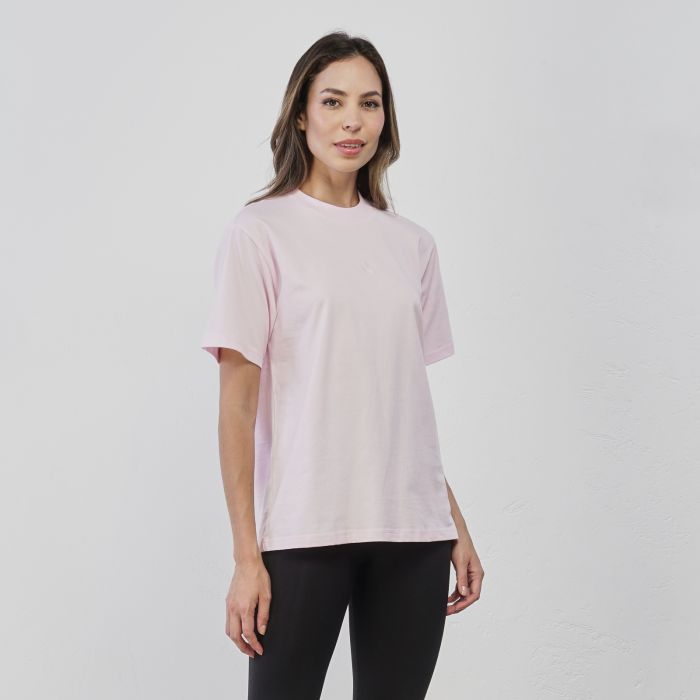 T-shirt rosa sportiva da donna in cotone con logo