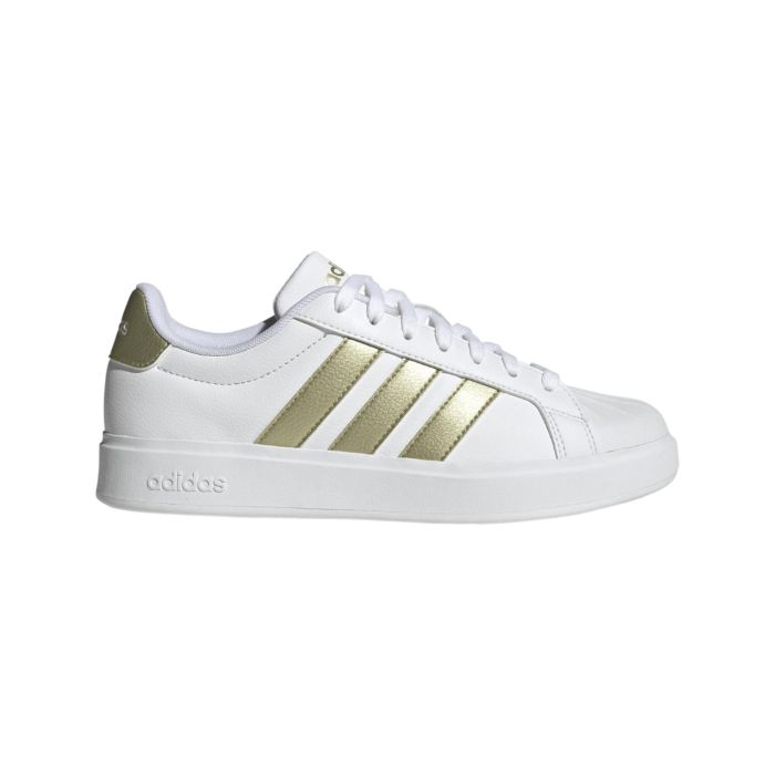 Sneakers tennis bianche da donna adidas Grand Court Base 3.0 con bande oro