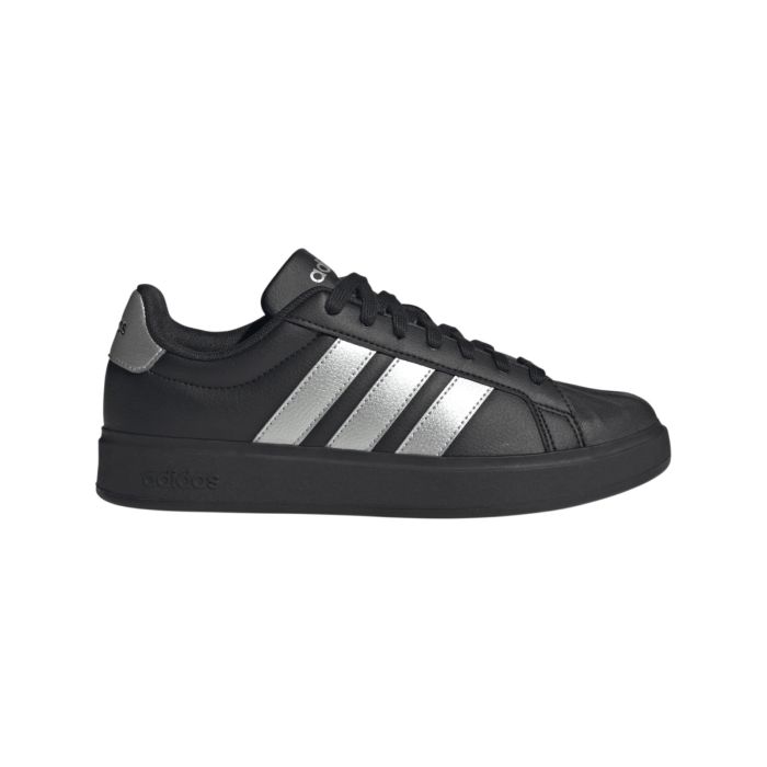 Sneakers tennis nere da donna adidas Grand Court Base 3.0 con bande argento