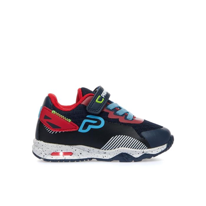 Sneakers blu da bimbo con strappo e lacci elastici