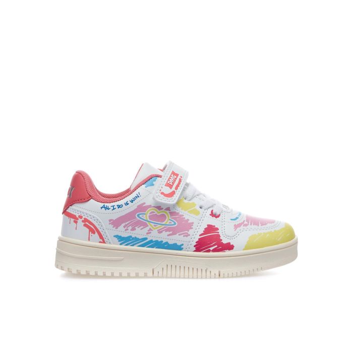 Sneakers multicolor da bimba in pelle con disegni