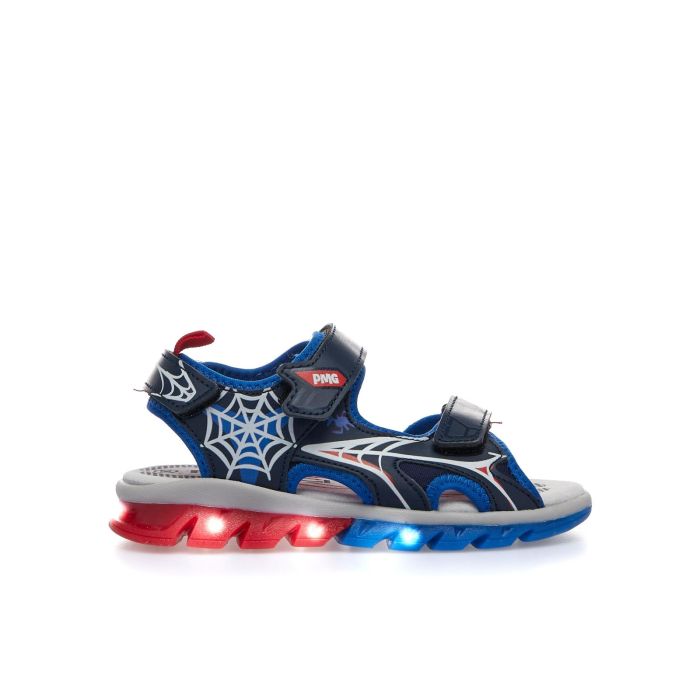 Sandali blu con luci, velcro e cartoon