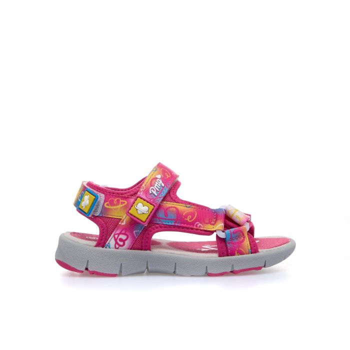 Sandali fucsia con strappi e stampa cuori