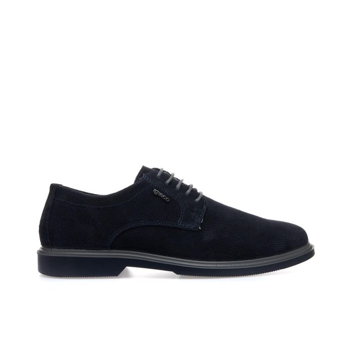 Stringate casual blu da uomo in pelle