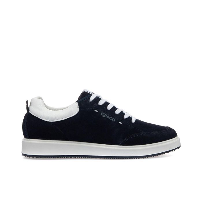 Sneakers blu da uomo in pelle con logo