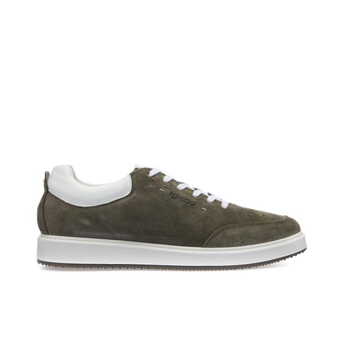 Sneakers verdi da uomo in pelle con logo