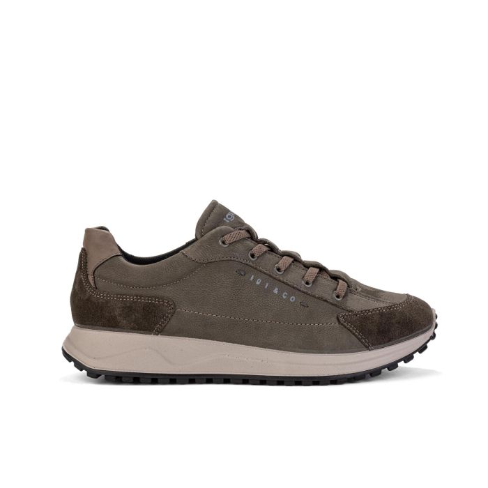 Sneakers marroni in pelle con logo e suola dentellata