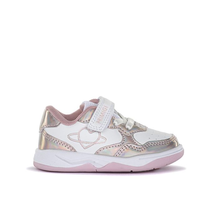 Sneakers bianche da bambina con inserti cangianti