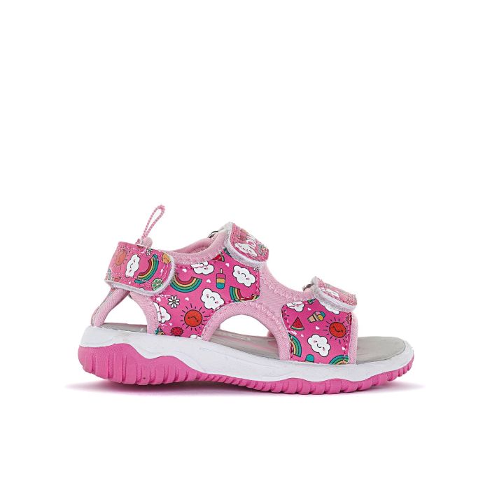 Sandali da bimba rosa con fantasia e velcro