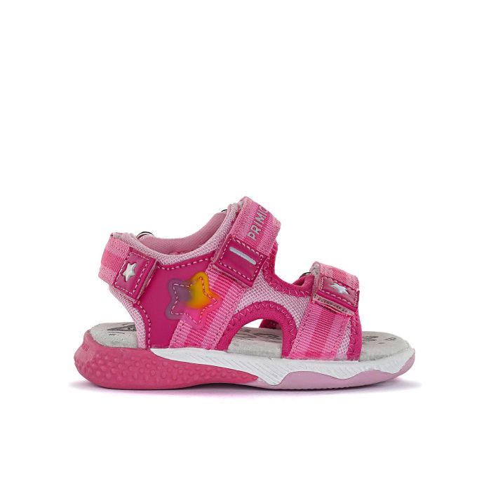 Sandali da bimba rosa con velcro e sottopiede in pelle