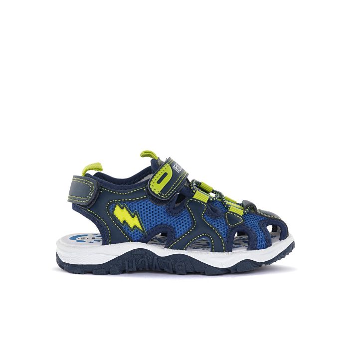 Sandali blu da bimbo con gabbietta e velcro