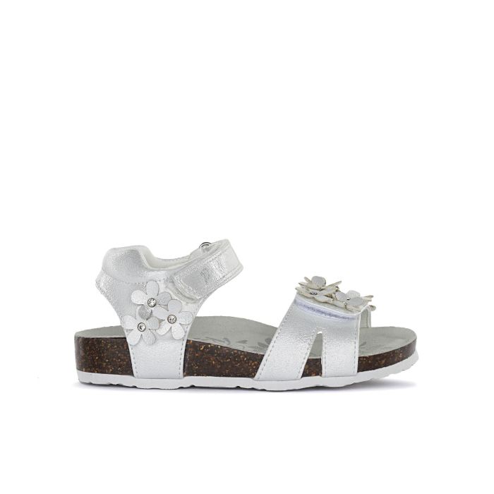 Sandali bianchi da bimba da carimonia con velcro