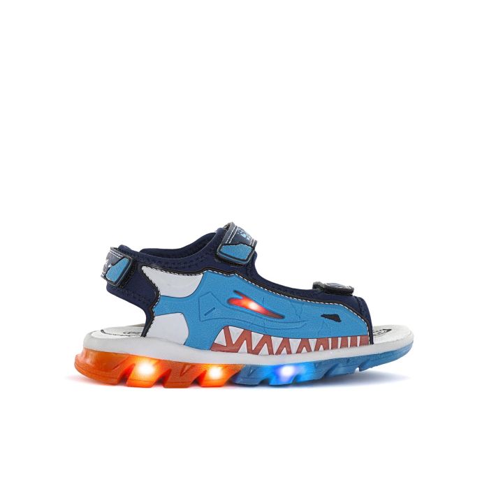 Sandali con velcro azzurri da bimbo con luci