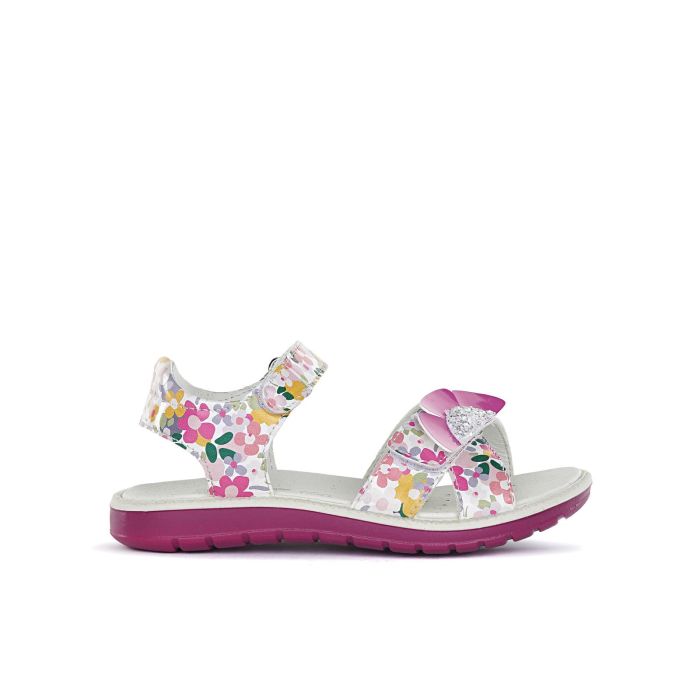 Sandali da bimba rosa a fiori con velcro