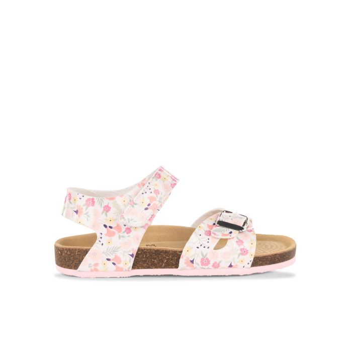 Sandali bianchi e rosa con fondo effetto sughero da bimba