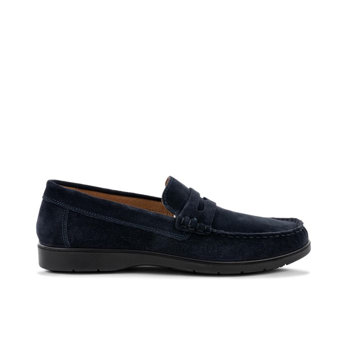 Mocassini blu casual da uomo in suede
