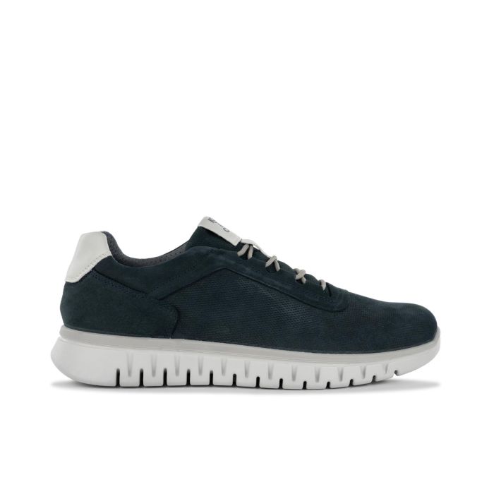 Sneakers blu da uomo in pelle con lacci