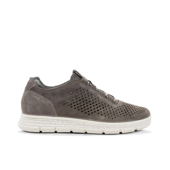 Sneakers slip-on grigie traforate da uomo con lacci elastici