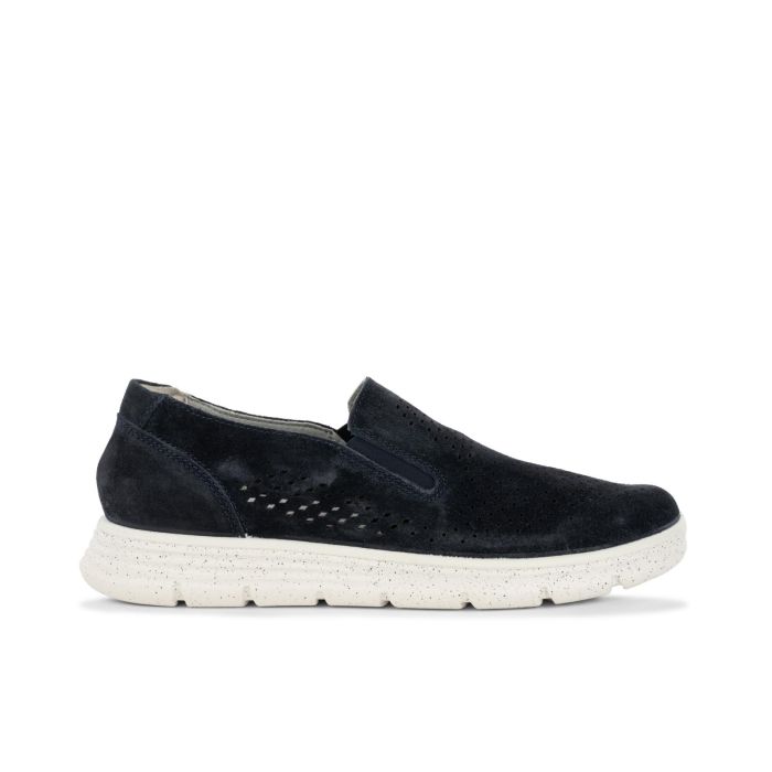 Scarpe slip-on blu traforate in pelle