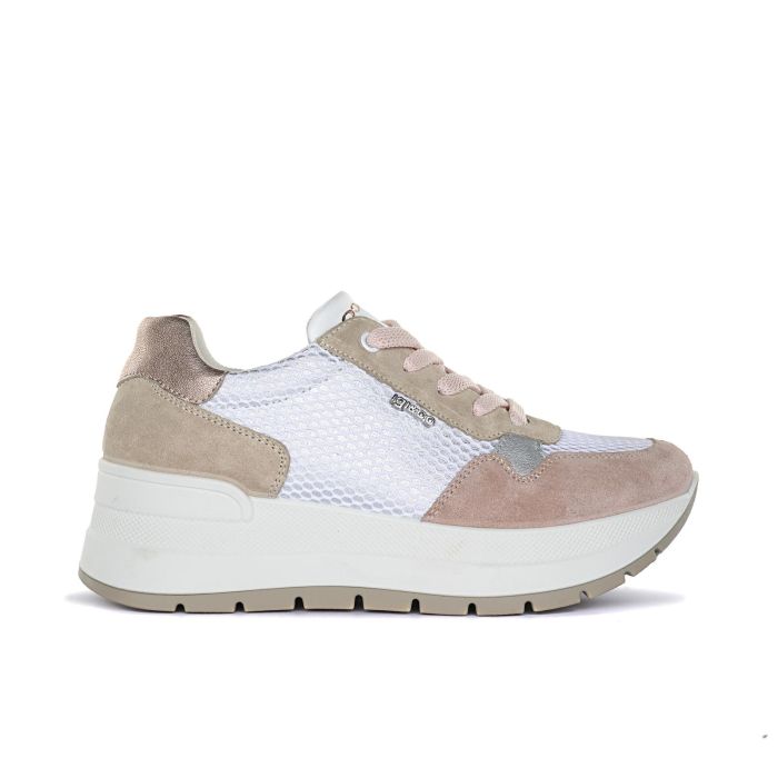 Sneakers rosa con suola platform e logo laterale
