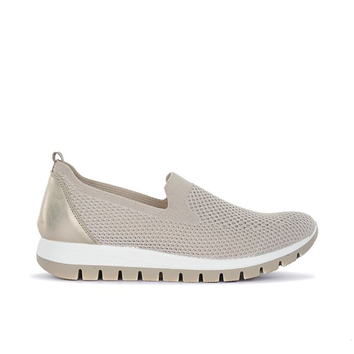 Sneakers slip-on beige da donna in tessuto