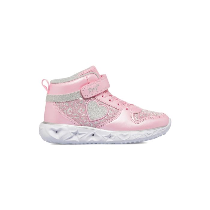 Sneakers alte rosa da bambina con luci e velcro