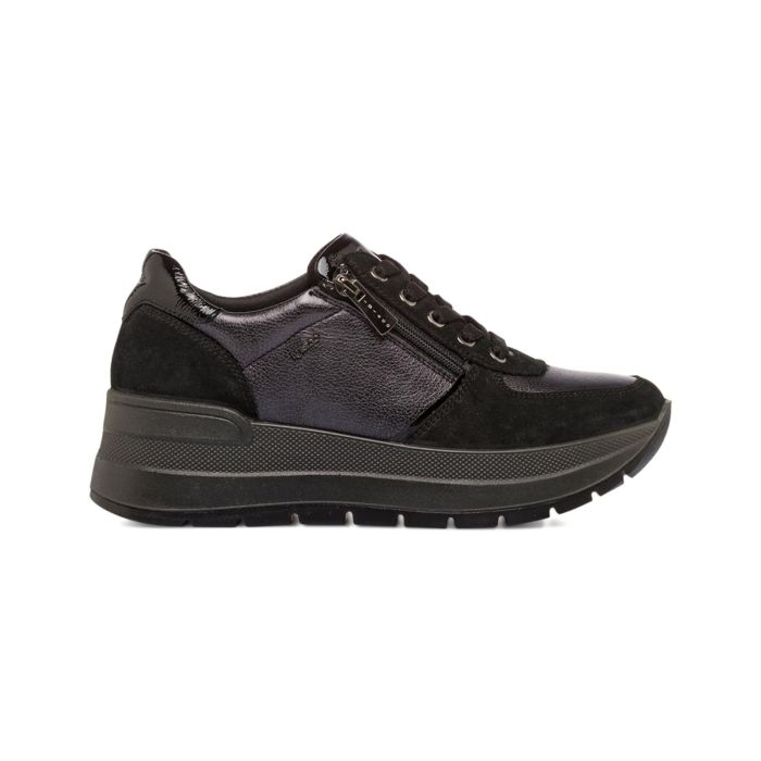 Sneakers nere da donna in pelle con suola platform