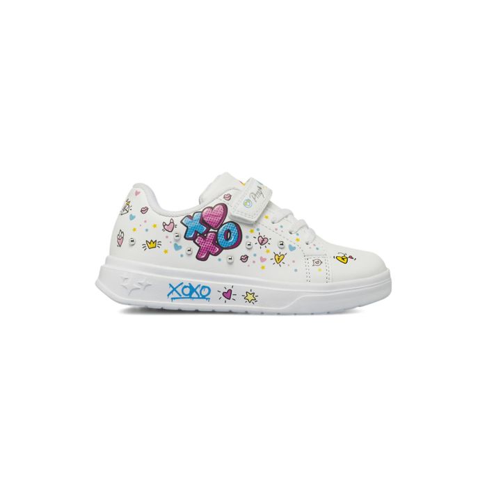 Sneakers bianche Primigi da bambina con disegni e velcro
