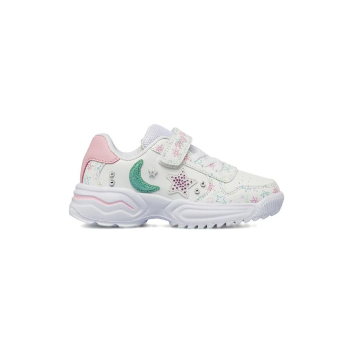 Sneakers bianche Primigi da bambina con disegni e suola chunky