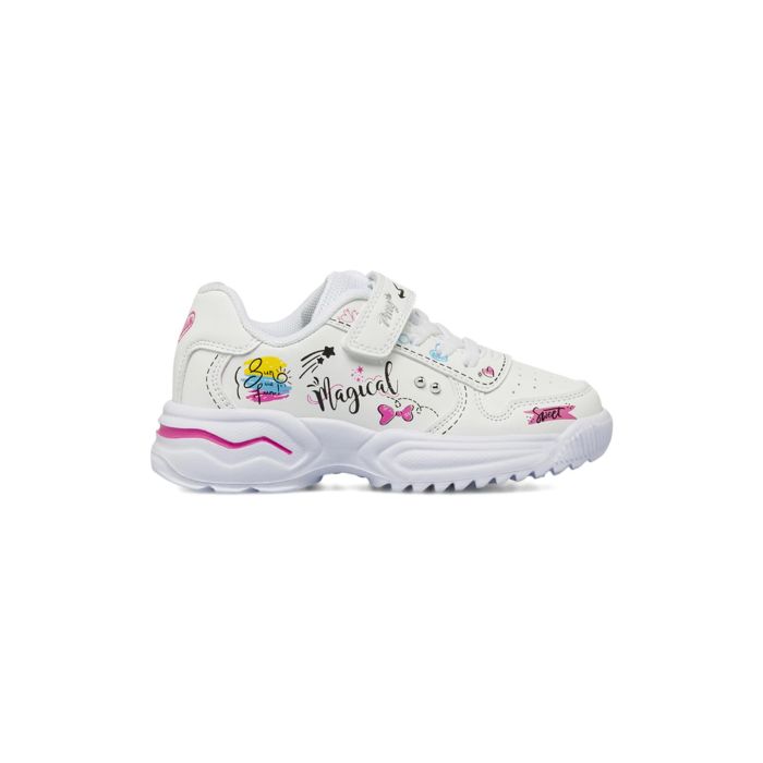 Sneakers bianche Primigi da bambina con suola chunky e disegni