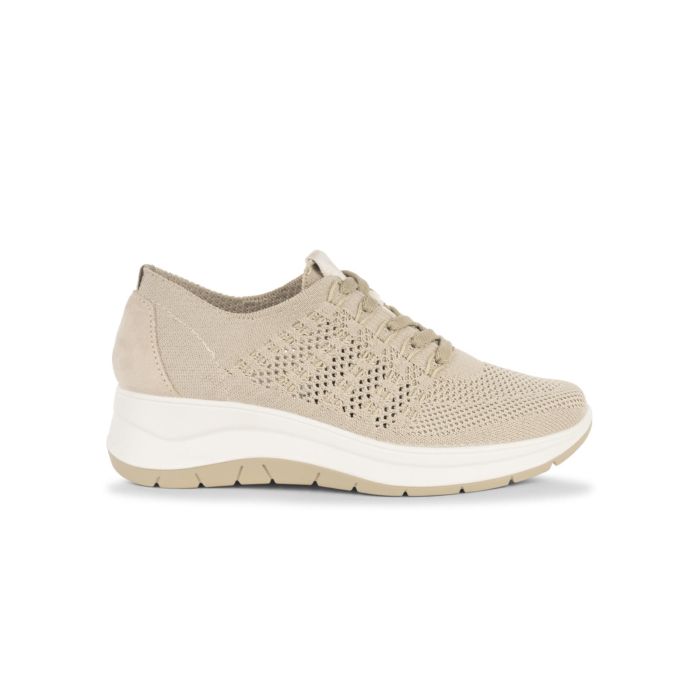 Sneakers beige Igi&Co traforate da donna con suola zeppa