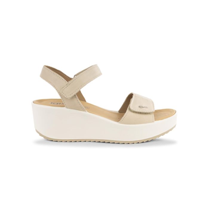 Sandali beige Igi&Co da donna con suola zeppa e velcro