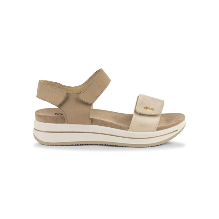 Sandali con zeppa da donna beige e oro Igi&co