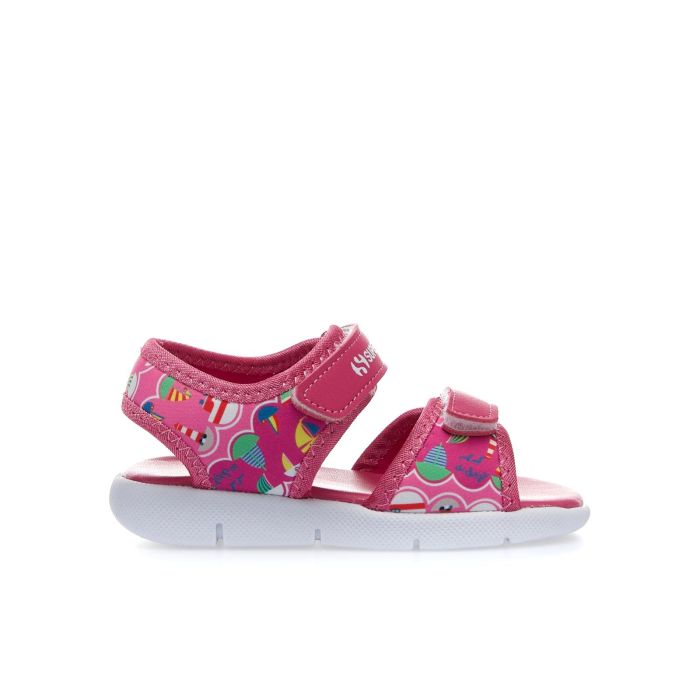 Sandali rosa fantasia barchette in tessuto con strappi