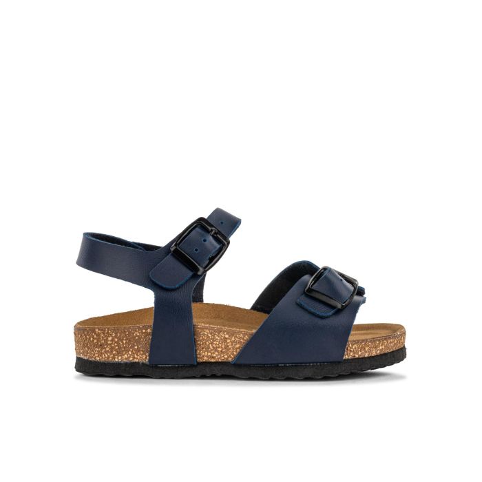 Sandali da bimbo blu con fondo effetto sughero