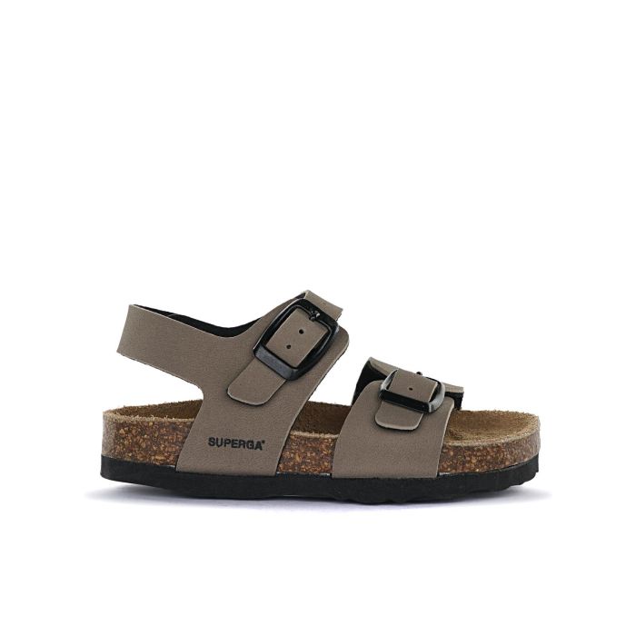 Sandali da bimbo marroni con fondo effetto sughero