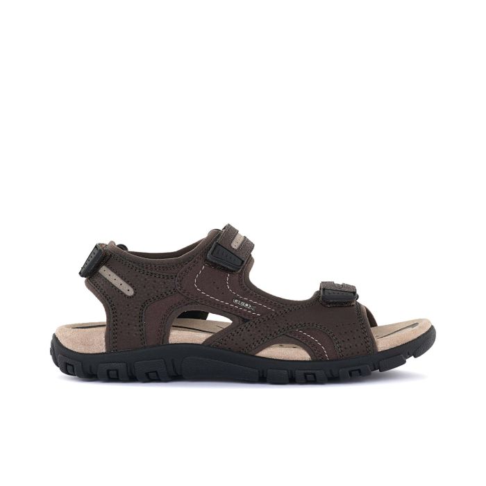 Sandali marroni da uomo con triplo velcro