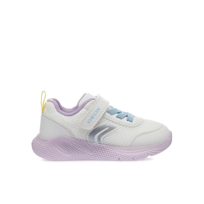 Sneakers bimba bianche con strappo e lacci elastici