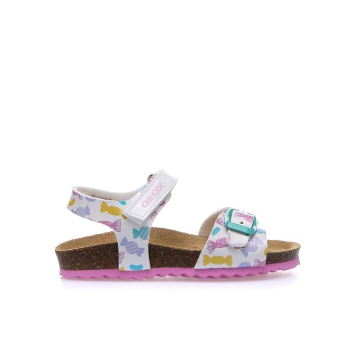 Sandali bianchi con velcro e disegno