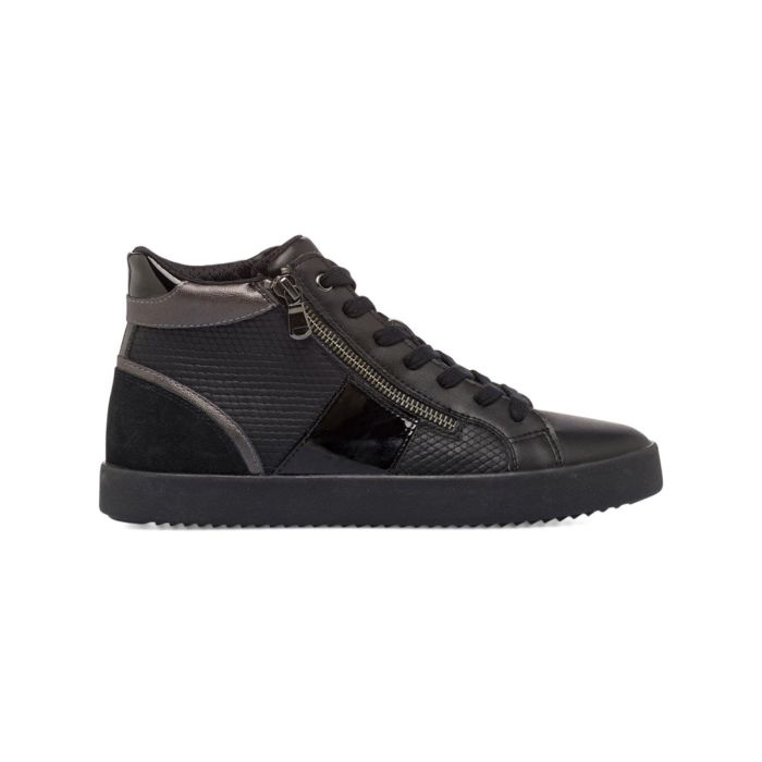 Sneakers alte nere in pelle con zip e lacci