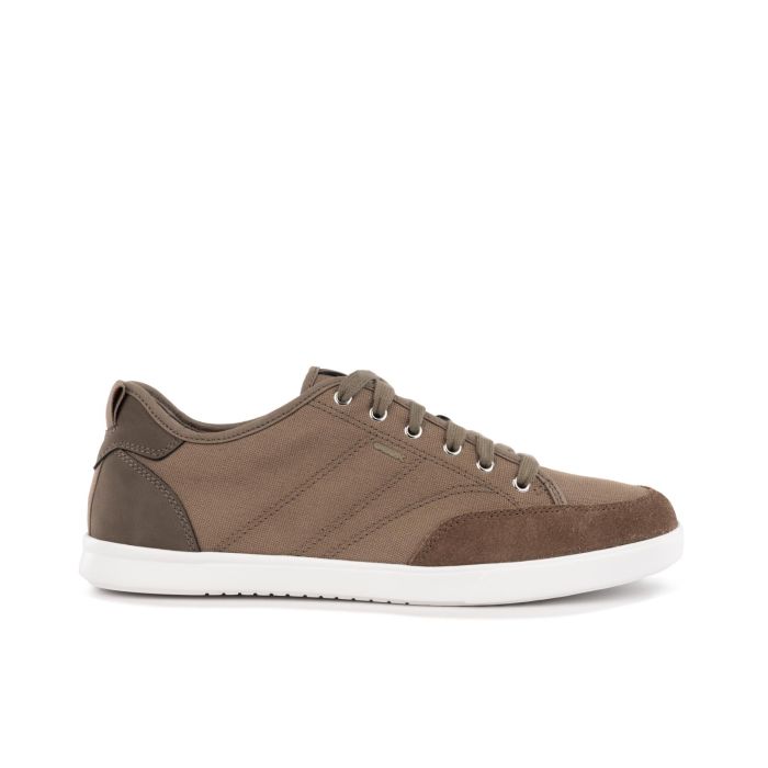Sneakers marroni in tessuto con cuciture